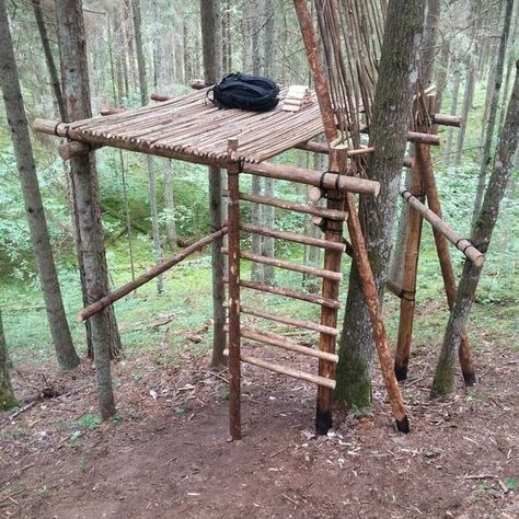 Bushcraft Treehouse, Bushcraft Furniture, Lithuania Nature, Wilderness Survival Shelter, Tree Rope, 1000 Lifehacks, Bushcraft Shelter, Cord Wood, Bushcraft Skills