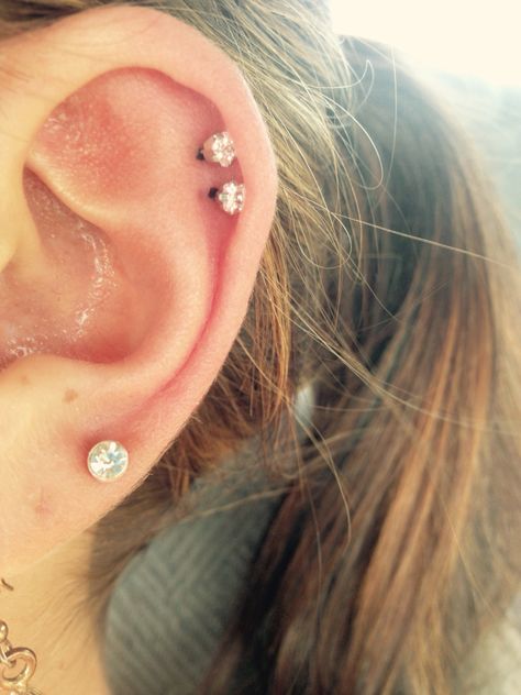 Double helix Double Helix Stud, Double Cartilage Piercing Stud, Double Helix Piercing Studs, Double Helix Piercings, Helix Piercing Stud, Double Helix Piercing, Different Ear Piercings, Helix Piercing Jewelry, Double Piercing