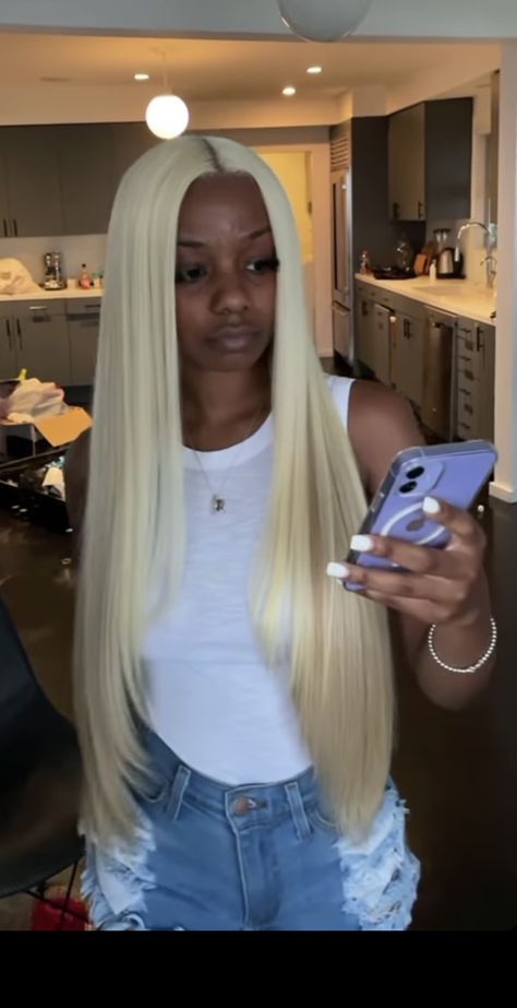 India Love Blonde Wig, 613 Blonde Side Part, Blond Sew In With Leave Out, Blonde Buss Down Middle Part, 613 Middle Part Buss Down, 613 Wig Styles, 613 Hair On Black Women, Blonde Hairstyles Black Women, 613 Blonde Weave Sew In