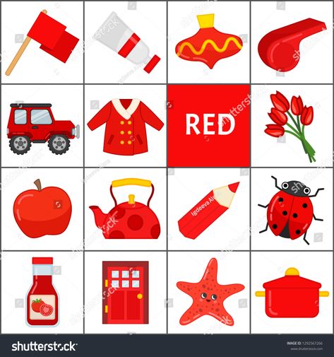 Learn the primary colors. Red. Different objects in red color. Educational material for children and toddlers. #Ad , #Sponsored, #Red#objects#colors#Learn Red Objects, Preschool Color Activities, Soft Board, Preschool Colors, Photography Business Cards, Object Drawing, Color Vector, Social Media Design Graphics, Color Rojo