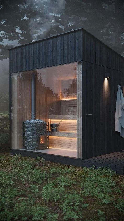 OUT OF THE VALLEY (@out.of.the.valley) • Instagram photos and videos Modern Sauna Design Outdoor, Sauna In Forest, Sauna Exterior Design, Sauna In The Garden, Sauna In Woods, Sauna Outdoor Ideas, Hot Tub Sauna Outdoor, Traditional Finnish Sauna, Sauna Outside