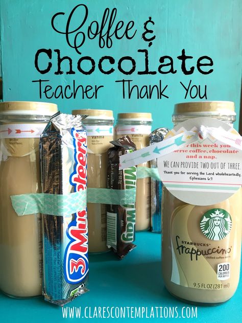 Coffee and Chocolate Thank-You: Perfect (cheap!) teacher or volunteer thank you gift of coffee and chocolate. Free printable label to pull it together for a quick, easy, DIY token of gratitude. Sure to be a hit! Coffee Thank You Gift, Token For Teachers Appreciation Gifts, Cheap Thank You Gifts, Token Of Appreciation Ideas, Teacher Appreciation Gifts Coffee, Teacher Appreciation Gifts Coffee Theme, Coffee Mug For Teachers Diy Gifts, Teacher Gifts Coffee, Coffee Teacher Appreciation Tags