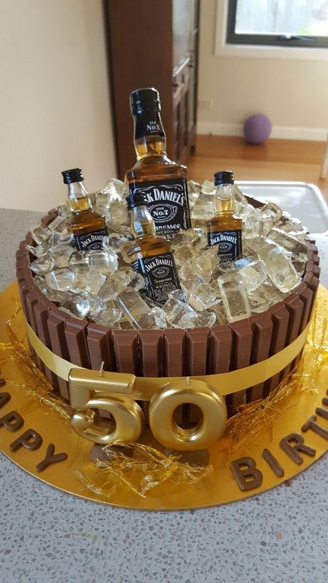 50th Birthday Cakes For Men, Jack Daniels Cake, Alcohol Cake, New Birthday Cake, Beer Cake, Homemade Birthday Cakes, Adult Birthday Cakes, Birthday Cakes For Women, 50th Birthday Cake