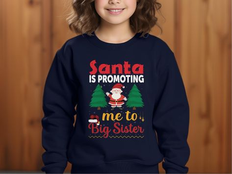 ChristmasTshirt Becoming A Big Sister, Matching Sibling Shirts, Sister Announcement, Big Sister T Shirt, Christmas Wardrobe, Christmas Baby Announcement, Baby Announcement Shirts, Sister Christmas, Sibling Shirts