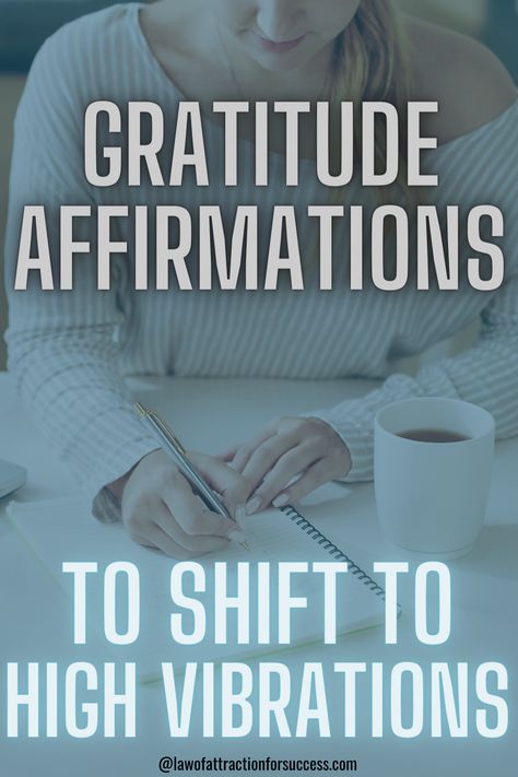 The quickest way to raise your vibration is by focusing on gratitude. And the best way to focus on gratitude is with powerful, love-based gratitude affirmations. The following gratitude affirmations are designed to help you: –raise your vibration -release negativity -embrace new possibilities -shift your mindset -feel good 🙂 As you do your gratitude affirmations, intend to be in your heart as much as possible! #gratitude #affirmations #manifestationaffirmations #manifesting Abundance Affirmations Gratitude, Gratitude Affirmations Be Grateful, Grateful Affirmations, Powerful Manifestation Affirmations, Nursing Home Activities, Release Negativity, Peace And Prosperity, Raise Your Vibration, Gratitude Affirmations