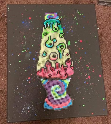 Wakaan Logo Perler, 3d Melting Bead Patterns, Pixel Perler Beads, Crystal Perler Bead Patterns, Perler Beads Big Designs, Cool Pearler Bead Designs, Lava Lamp Perler Beads, Rave Pixel Art, Detailed Perler Bead Patterns