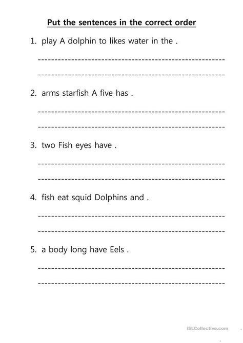 Unscramble the sentences - English ESL Worksheets for distance learning and physical classrooms Unscramble Sentences Worksheets, Unscramble Sentences, Sentence Correction Worksheets, Eureka Math Kindergarten, Writing Sentences Worksheets, Abc Order Worksheet, Basic Sight Words, Subtraction Kindergarten, Sequencing Worksheets