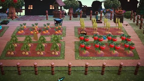 Animal Crossing Crops Farm, Acnh Simple Natural Island, Acnh Island Garden Ideas, Animal Crossing Allotment Ideas, Tree Garden Animal Crossing, Animal Crossing Island Inspiration Farm, Animal Crossing Island Inspiration Garden, Animal Crossing Crop Ideas, Animal Crossing Island Aesthetic Ideas