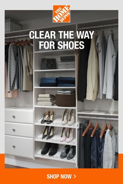 Create the closest of your dreams with beautiful, smart closet systems. ​

From The Home Depot, where you can Pack. Store. And Save. Lowes Closet Organization, Small Closet Bedroom, Closet Organization Master, Closet Organizers Ideas, Closet Decor Ideas, Organization Small Closet, Home Depot Closet Organizer, Home Depot Closet System, Closet Organizing Hacks