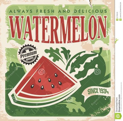 Vintage Poster Template, Watermelon Farm, Vintage Poster, Poster Template, Watermelon