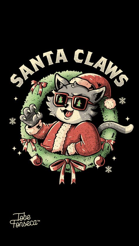 Santa Claws, cats and christmas wallpaper #cats #tobefonseca #xmas #christmas Funny Cat Quotes, Xmas Wallpapers, Gray Kitten, Kitten Dress, Plant Monster, Santa Claws, Santa Cat, Grey Kitten, Xmas Wallpaper