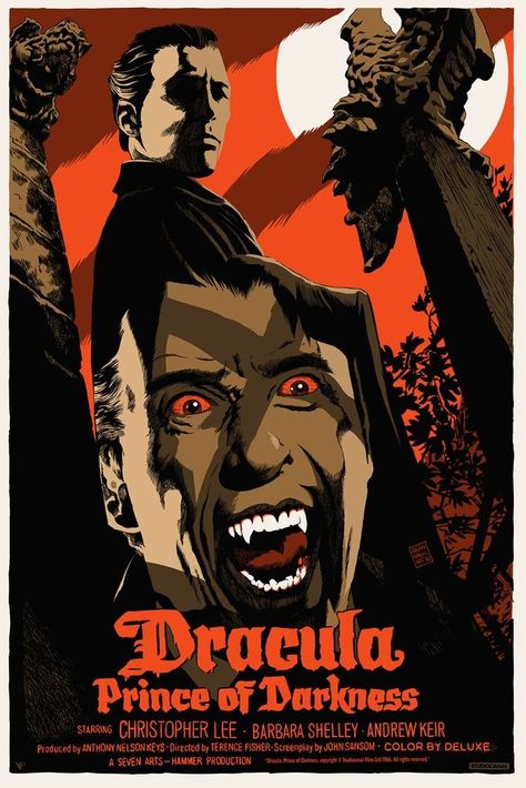 Dracula: Prince of Darkness (1966) Francesco Francavilla, Classic Horror Movies Posters, Hammer Horror Films, Monster Board, Hammer Horror, Rara Avis, Prince Of Darkness, Vampire Movies, Famous Monsters