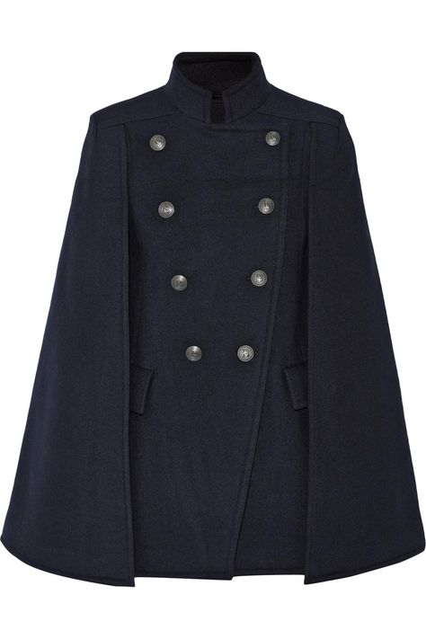 Double-Breasted Felt Cape - $633 Mantel Cape, Wool Cape Coat, Cape Fashion, Cape Jacket, Wool Cape, Capes For Women, Mode Chic, Pierre Balmain, Cape Coat