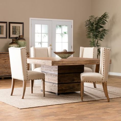 Rustic Square Dining Table | Pine Wood Dining Table Traditional Dining Room Furniture, Farmhouse Elegant, Rustic Dining Table Set, Rustic Dining Room Sets, Dinner Family, Dining Room Furniture Sets, Pine Dining Table, Traditional Dining Rooms, Table Dinner