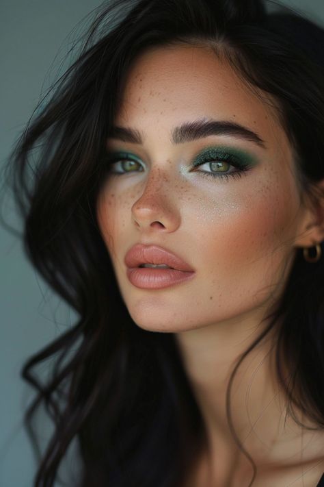 Makeup For Sensitive Eyes, Green Dress Makeup, Teknik Makeup, Makeup Cantik, Natural Eye Makeup Tutorial, Makeup Pengantin, Make Up Inspiration, Green Makeup, Green Eyeshadow