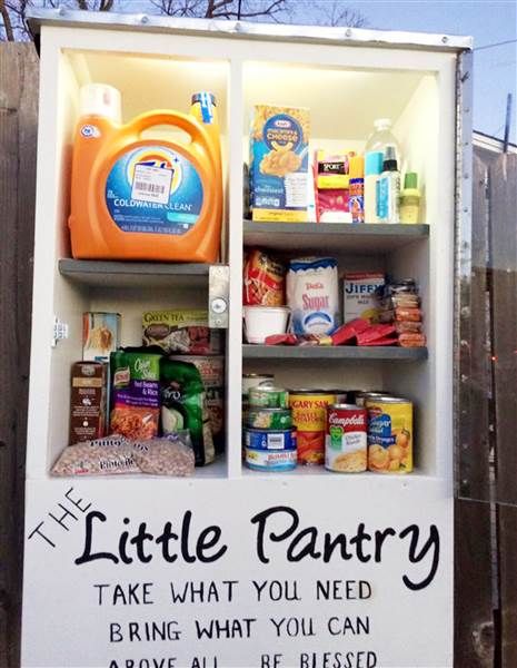 Little Free Pantries unite communities through giving Homeless Care Package, Little Free Pantry, Community Service Ideas, Sara Lynn, Free Pantry, Church Outreach, Eagle Project, Food Shelf, Blessing Bags