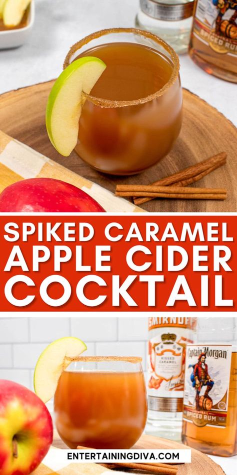 Spiked Caramel Apple Cider, Apple Cider Alcohol, Caramel Apple Cider Recipe, Cold Apple Cider, Cider Alcohol, Cider Cocktail Recipes, Apple Cider Punch, Caramel Apple Cider, Apple Cider Drink