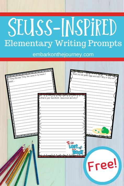 Whether you’re celebrating Dr. Seuss’s birthday or you’re looking for some fun writing activities, don’t miss these printable Dr Seuss Writing Prompts! #drseusswritingprompts #printablewritingprompts #elementarywritingprompts #embarkonthejourney Dr Seuss Writing, Printable Writing Prompts, March Writing, 3rd Grade Books, Dr Seuss Preschool, Elementary Writing Prompts, Dr Seuss Classroom, Fun Writing Activities, Dr Seuss Activities