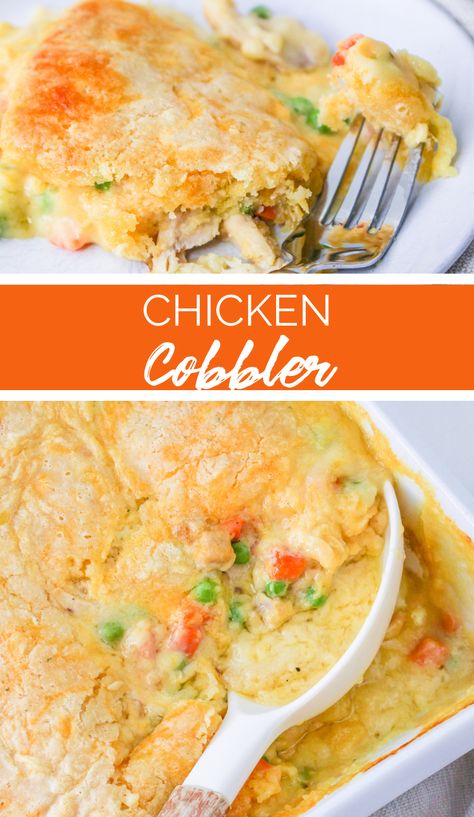 Chicken Cobbler Casserole Taste Of Home, Savory Chicken Cobbler Wonder And Raw, Five Star Chicken Cobbler, Savory Chicken Cobbler, Quick Weeknight Dinners Families, Chicken Cobbler Casserole, Cobbler With Bisquick, Chicken Cobbler Recipe, Rotisserie Recipes