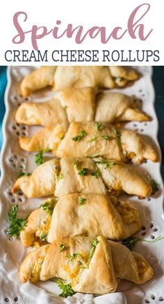 Veggie Crescent Rolls, Spinach And Cream Cheese Recipes, Stuffed Crescent Rolls Appetizers, Cream Cheese Stuffed Crescent Rolls, Spinach Cream Cheese, Crescent Roll Appetizers, Cream Cheese Spinach, Cheese Recipes Appetizers, Cream Cheese Roll Up