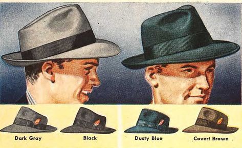 1940s Men's Hats: Vintage Styles, History, Buying Guide Comic School, Hair With Hat, Mens Hats Vintage, 1950s Mens Fashion, 1940s Hats, 1950s Mens, Mens Hats Fashion, Pin Up Outfits, Vintage Mens Fashion