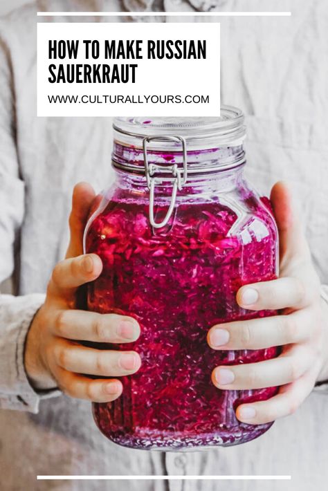 CulturallyOurs - Red Cabbage Sauerkraut - Russian Sour Cabbage Recipe Red Cabbage Sour Kraut, Sourkaurt Recipes, Purple Sauerkraut Recipe, Russian Sauerkraut, Purple Sauerkraut, Sourkrout Recipes, Red Cabbage Sauerkraut, Sour Cabbage, Red Cabbage Recipes