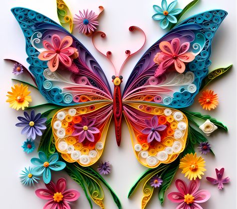 Quilling Butterflies, Quiling Paper Art, Quilling Wall Art, Quilling Butterfly, Diy Quilling Crafts, Quilling Flower Designs, Quilling Animals, Paper Quilling Tutorial, Paper Quilling Flowers