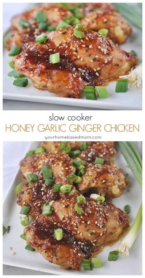 Slow Cooker Ginger Chicken, Honey Garlic Ginger Chicken, Organic Ketchup, Garlic Ginger Chicken, Rice Substitute, Liquid Aminos, Honey Ginger, Ginger Chicken, Crock Pot Slow Cooker