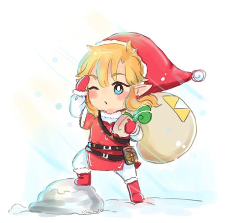 Christmas Link Zelda, Legend Of Zelda Christmas Wallpaper, Zelda Christmas, Christmas Chibi, Zelda Wallpaper, Chibi Christmas, Twilight Princess Hd, Zelda Drawing, Toon Link