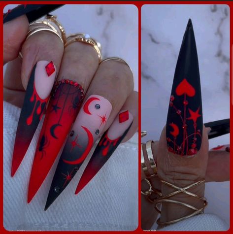 Gothic Halloween Press On Nails | Dracula, Enigmatic Tombs, and 2023 | Hallowen Nails Inspiration Nail Tech Tattoos, Dracula Nails, Nail Art Designs Halloween, Nail Art Designs 2023, Halloween Nail Art Tutorial, Vampire Nails, Horror Nails, Black Halloween Nails, Nail Art Halloween