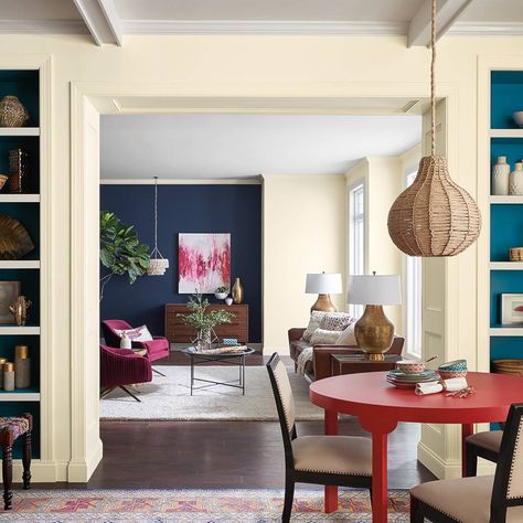 Room Transitioning – Connecting Rooms with Color – Ciao Interiors Living Room Dining Room Transition, Transitioning Paint Colors Between Rooms, Rooms With Color, Dining Room Paint Colors, Dining Room Paint, Room Wall Painting, Floor Remodel, Room Paint Colors, House Inside