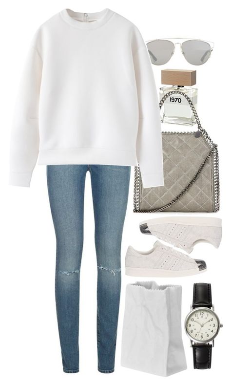 "Untitled #8608" by nikka-phillips ❤ liked on Polyvore featuring Bella Freud, Christian Dior, STELLA McCARTNEY, Yves Saint Laurent, adidas Originals, Rosenthal, FOSSIL, women's clothing, women and female White Sweatshirt Outfit, Bella Freud, Mode Casual, Sweatshirt Outfit, Looks Chic, Teenage Fashion Outfits, Inspiration Mode, Teen Fashion Outfits, Polyvore Outfits