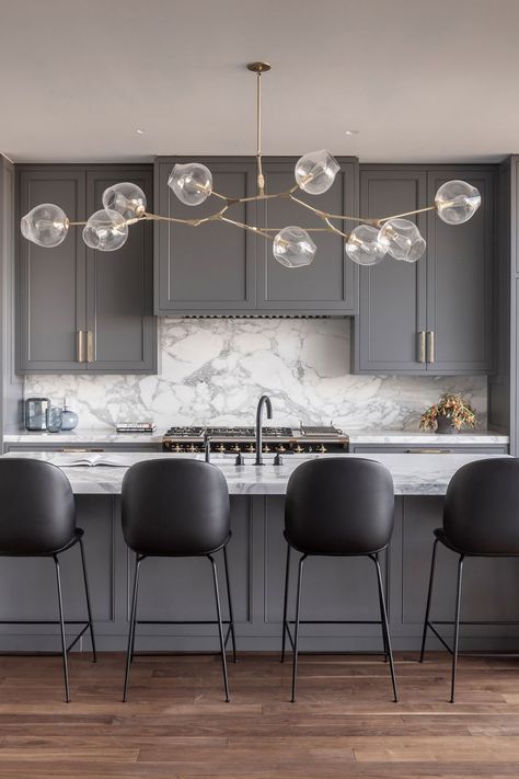 Dark Gray Kitchen, Dark Grey Kitchen Cabinets, Dark Gray Kitchen Cabinets, Light Countertops, Gray Kitchen Cabinets, Modern Grey Kitchen, Серая Кухня, Grey Kitchen Designs, Dark Grey Kitchen