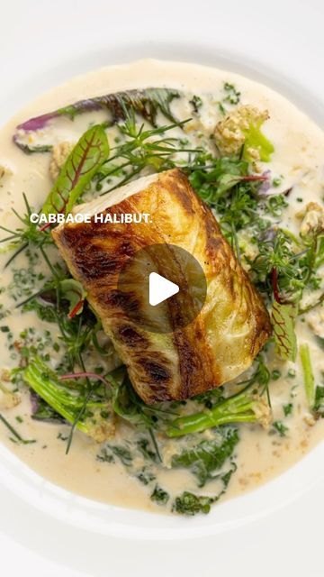 Dave Beran on Instagram: "Since posting a short video of our cabbage wrapped halibut I’ve received a bunch of messages asking how we do it and what it is… well, here you go. 
.
For the moment it’s halibut but likely going to be changing to local black cod. 
.
The fish is served with roasted kale and sprouted cauliflower, finished with a brown butter lemon sauce made from the halibut bones.  It tastes like a cross between tartar sauce and meunière. 
.
On the menu now at @pasjoli.sm" Butter Lemon Sauce, Roasted Kale, Cabbage Wraps, Black Cod, Roasted Cabbage, Savoy Cabbage, Tartar Sauce, Cod Fish, Lemon Sauce