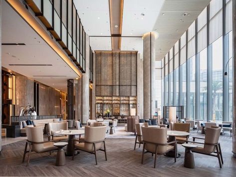 Restaurant Bar Ideas, Lobby Lounge Design, Hotel Lobby Lounge, Riverside Hotel, Hotel Lobby Design, Lobby Lounge, Hotel Lounge, Marriott Hotel, Lobby Interior