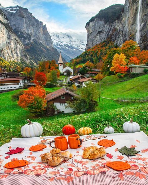 Picnic in Lauterbrunnen by @kardinalmelon! ☕️🥐🍁💫 #breakfastwithaview All The Bright Places, Slow Travel, Destination Voyage, Autumn Cozy, Free Travel, Tourist Destinations, Places To Travel, Switzerland, The Good Place