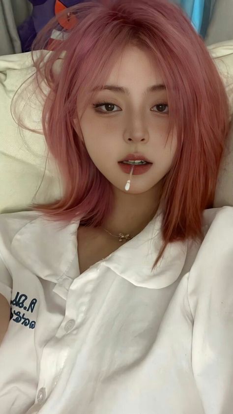 Justina Xie Pink Hair, Pink Haircut, Emo Boy Hair, Messy Pixie Haircut, Justina Xie, Korean Hair Color, Pay Per Click, Dyed Hair Inspiration, Draw Anime