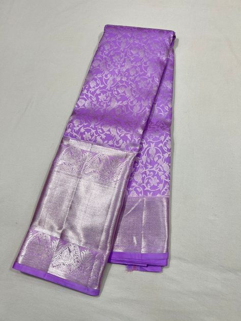 Lavander Colour Silk Sarees, Lavender Color Kanchi Pattu Sarees, Lavender Color Pattu Saree, Lilac Pattu Saree, Lavender Silk Saree With Contrast Blouse, Lilac Silk Saree, Lavender Blouse Design, Lavender Pattu Saree, Lavender Colour Saree