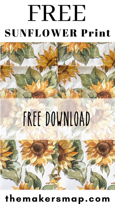 Free Printable Artwork, Free Paper Printables, Decoupage Paper Printable, Sunflower Printable, Free Fall Printables, Free Vintage Printables, Free Printable Art, Paper Patterns, Fall Printables