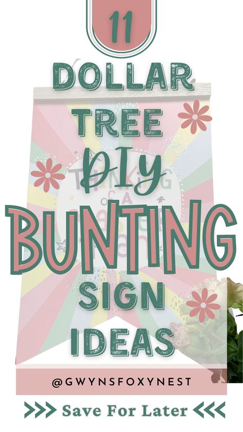 dollar tree diy sign ideas using bunting signs Dollar Tree Sign Makeover, Dollar Tree Diy Crafts Decor, Diy Bunting, Home Decor Wood Signs, Bunting Diy, Diy Crafts Decor, Tree Sign, Tree Signs, Home Decor Wood