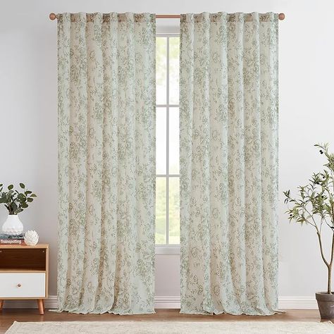 Amazon.com: jinchan Linen Curtains Floral Curtains for Living Room 63 Inch Length Sage Green Printed Curtains Rod Pocket Back Tab Farmhouse Peony Flower Patterned Drapes Bedroom Window Curtain Set 2 Panels : Home & Kitchen Farmhouse Floral Curtains, Patterned Drapes, Drapes Bedroom, Flower Curtains, Curtains Floral, Linen Room, Farmhouse Style Lighting, Window Curtains Bedroom, Pattern Draping