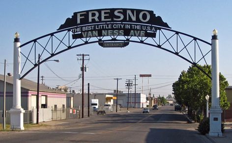 Van Ness Gates, Fresno, California USA Welcome Arch Entrance Design, Welcome Arch Entrance, Arch Entrance Design, Entrance Steps, Arch Entrance, Cms Design, Grill Gate, Experiential Design, Gates Design