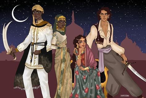 Namra and Aqsa- 22 on Instagram: “Hey allll! We've finally finished our City of Brass fanart. Here's our Ali (better known as Alu)n Zainab, Nahri and Dara! (Proceeds to clap…” City Of Brass Fanart, Daevabad Trilogy, City Of Brass, Favorite Novels, Sparks Joy, Amazing Drawings, Fan Book, Book Fandoms, I Love Books