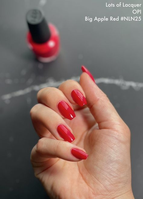 Opi Big Apple Red Almond Nails, Opi Big Apple Red Gel, Big Apple Red Nails, Big Apple Red Opi, Ferrari Red Nails, Opi Red Nail Polish, Opi Big Apple Red, Red Almond Nails, Red Almond