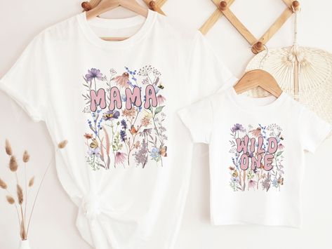 Boho Wild One Wildflower 1st Birthday Girl Shirts for Family, Shes a Wild One Theme Tshirt, Dada of the Wild One, The Wild One First by WideAwakeCph on Etsy Wildflower 1st Birthday, Wild One Theme, Wildflower Party, The Wild One, 1st Birthday Girl, Wild One Birthday Party, 1st Birthday Party Themes, 1st Birthday Shirts, Girl Shirts