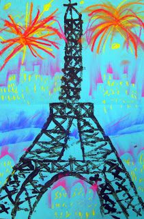 Cassie Stephens: In the Art Room: Printed Paris Eiffel Tower Art, Cassie Stephens, Eiffel Tower In Paris, Tower In Paris, 2nd Grade Art, 4th Grade Art, 3rd Grade Art, Elementary Art Projects, Spring Art