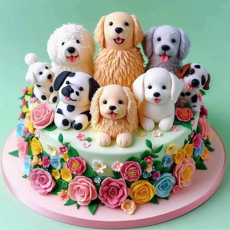 Doggie Cake, Puppy Dog Cakes, Decorated Desserts, 26 Birthday Cake, Beauty Cakes, Birthday Clips, Amazing Food Art, 18th Birthday Cake, Dog Cakes