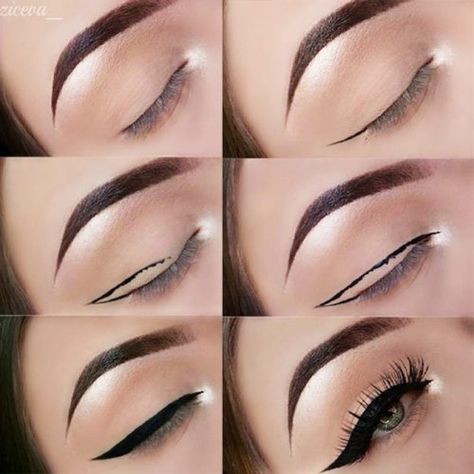 Teknik Makeup, Tutorial Eyeliner, Eyeliner Tips, Eyeliner Hacks, Makeup Tutorial Eyeliner, Eyeliner Styles, Best Eyeliner, Eye Liner Tricks, Smink Inspiration