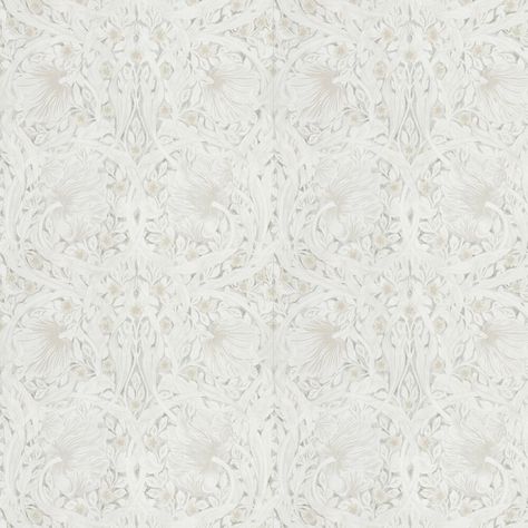 Pure Pimpernel Lightish Grey wallpaper by Morris Wallpaper Upstairs Hallway, Tone On Tone Wallpaper, Powder Room Wallpaper Elegant, Homestead Wallpaper, Den Wallpaper, Textural Background, French Country Wallpaper, Foyer Wallpaper, Grey Floral Wallpaper