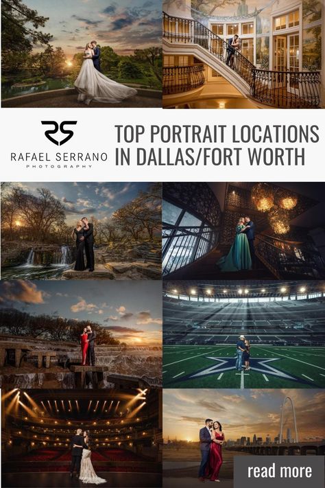 We have compiled a list of our favorite portrait locations in the dfw area. click through to see our total list of locations that we take all our clients too! Engagement Photo Locations, Engagement Inspo, Bridal Portrait, Location Photography, Bridal Photography, Dallas Fort Worth, Bridal Portraits, Fort Worth, Engagement Photos